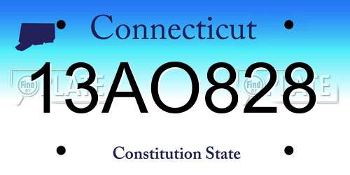 13AO828 Connecticut License Plate
