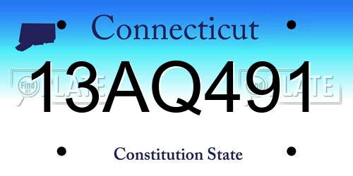 13AQ491 Connecticut License Plate