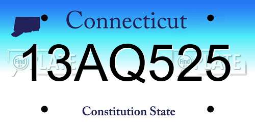 13AQ525 Connecticut License Plate