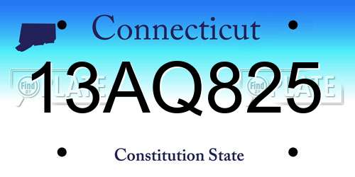 13AQ825 Connecticut License Plate