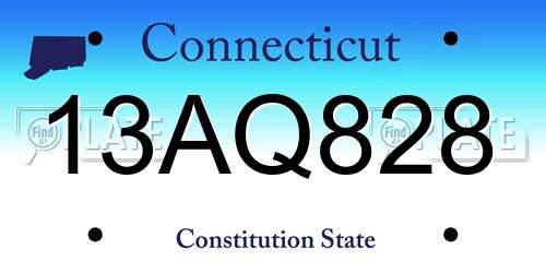 13AQ828 Connecticut License Plate