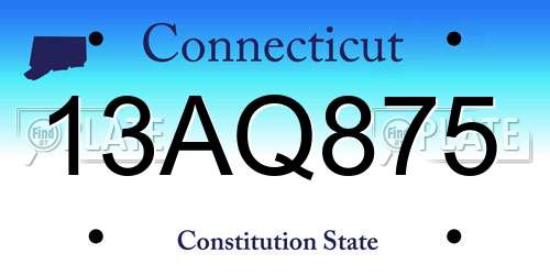 13AQ875 Connecticut License Plate