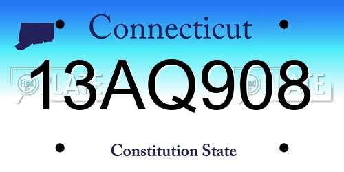 13AQ908 Connecticut License Plate