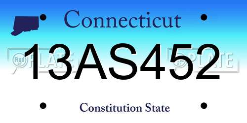 13AS452 Connecticut License Plate