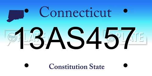 13AS457 Connecticut License Plate