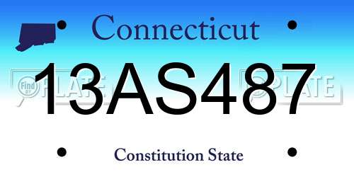 13AS487 Connecticut License Plate