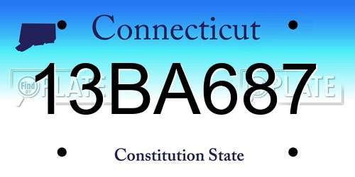 13BA687 Connecticut License Plate