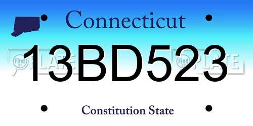 13BD523 Connecticut License Plate