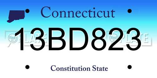 13BD823 Connecticut License Plate