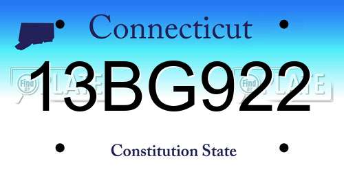 13BG922 Connecticut License Plate