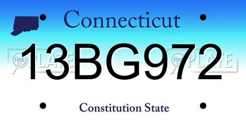 13BG972 Connecticut License Plate