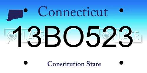 13BO523 Connecticut License Plate