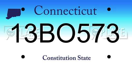 13BO573 Connecticut License Plate