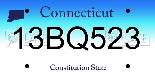 13BQ523 Connecticut License Plate