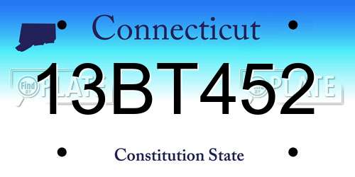 13BT452 Connecticut License Plate