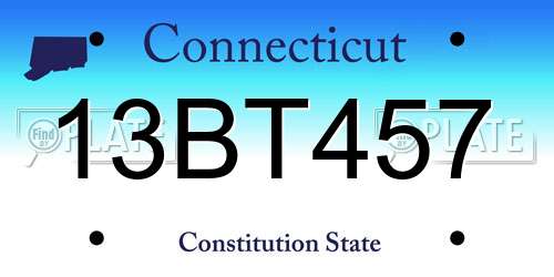 13BT457 Connecticut License Plate