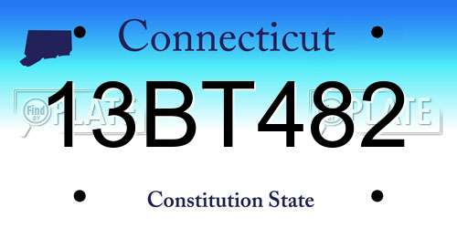 13BT482 Connecticut License Plate