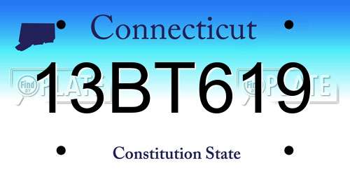 13BT619 Connecticut License Plate