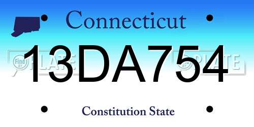 13DA754 Connecticut License Plate