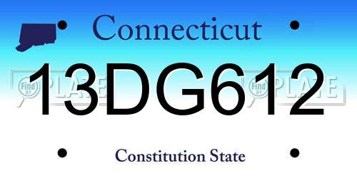 13DG612 Connecticut License Plate
