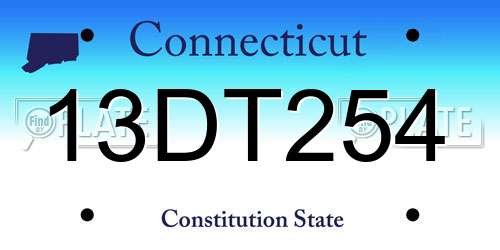 13DT254 Connecticut License Plate