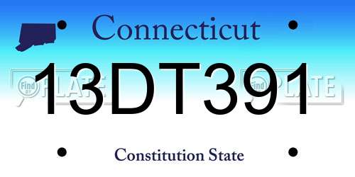 13DT391 Connecticut License Plate
