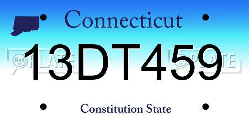 13DT459 Connecticut License Plate