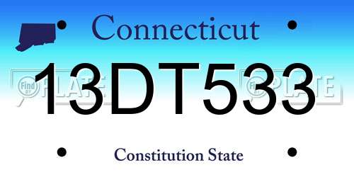 13DT533 Connecticut License Plate