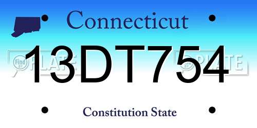 13DT754 Connecticut License Plate