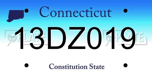 13DZ019 Connecticut License Plate