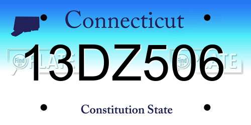 13DZ506 Connecticut License Plate