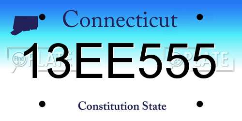 13EE555 Connecticut License Plate