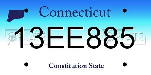 13EE885 Connecticut License Plate