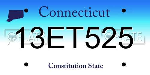13ET525 Connecticut License Plate
