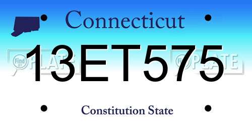 13ET575 Connecticut License Plate