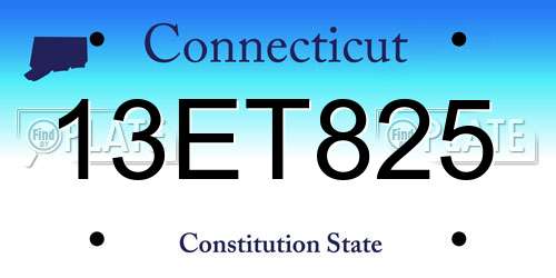 13ET825 Connecticut License Plate