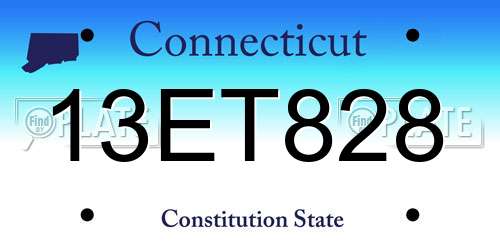 13ET828 Connecticut License Plate