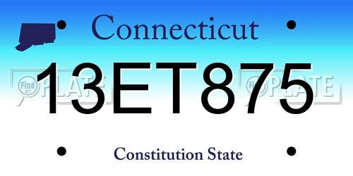 13ET875 Connecticut License Plate