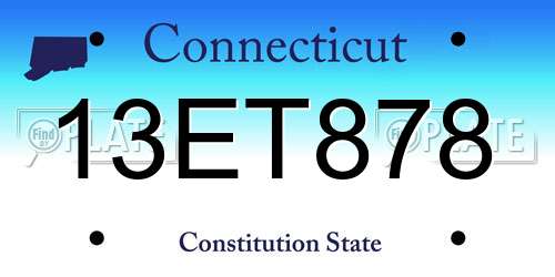 13ET878 Connecticut License Plate