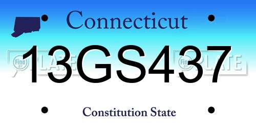 13GS437 Connecticut License Plate