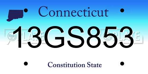 13GS853 Connecticut License Plate