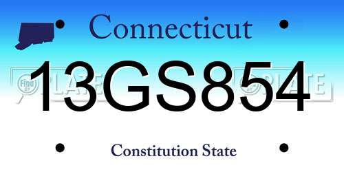 13GS854 Connecticut License Plate