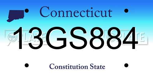 13GS884 Connecticut License Plate