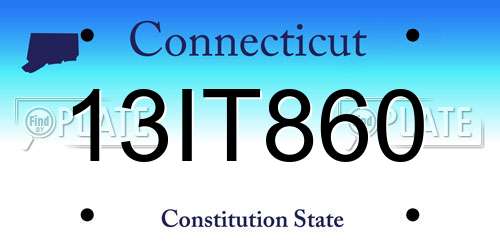 13IT860 Connecticut License Plate