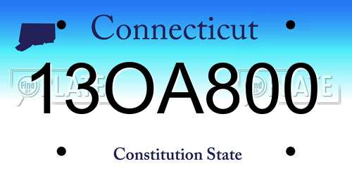 13OA800 Connecticut License Plate