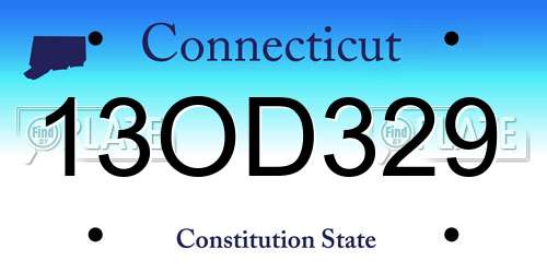 13OD329 Connecticut License Plate