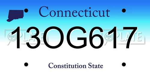 13OG617 Connecticut License Plate