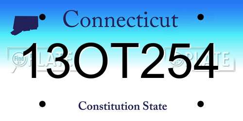 13OT254 Connecticut License Plate
