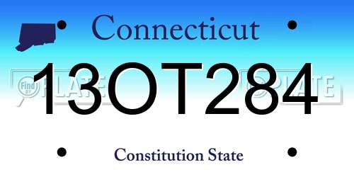 13OT284 Connecticut License Plate