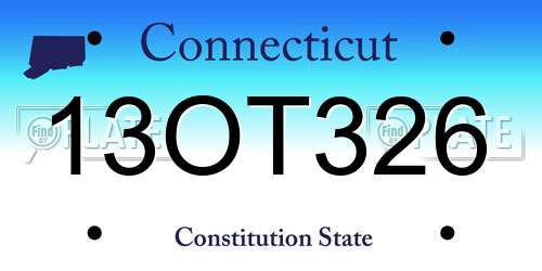 13OT326 Connecticut License Plate